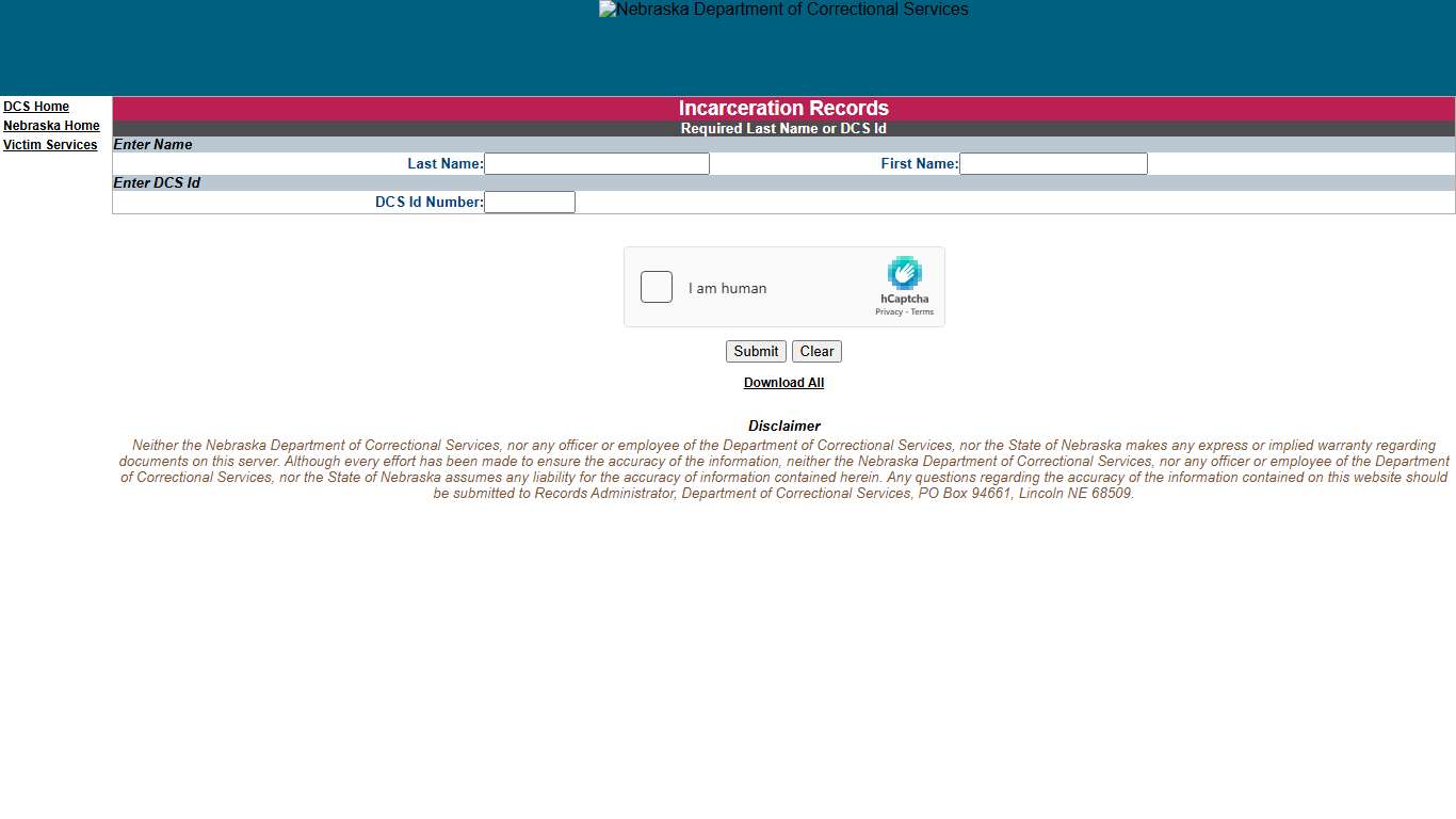 Incarceration Record Search