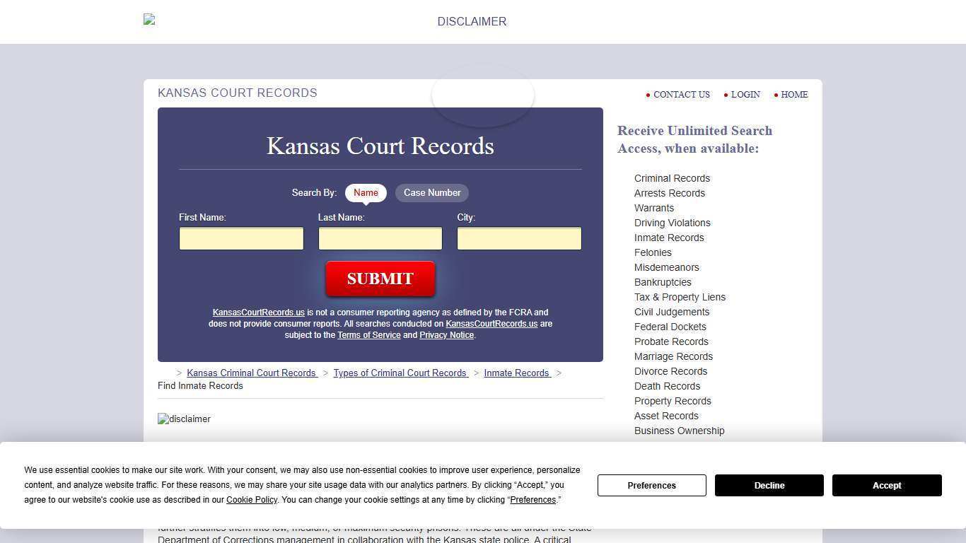 Kansas Inmate Search | KansasCourtRecords.us