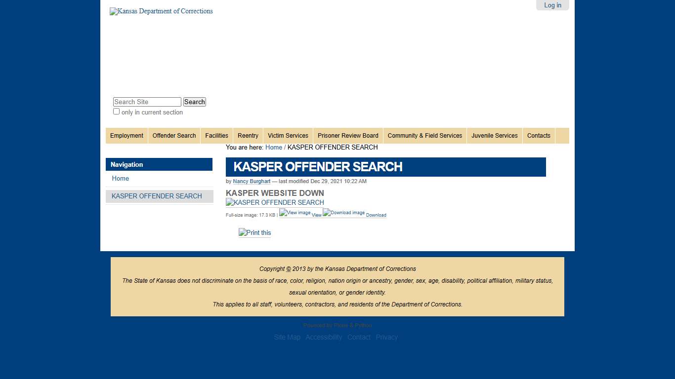 KASPER OFFENDER SEARCH —