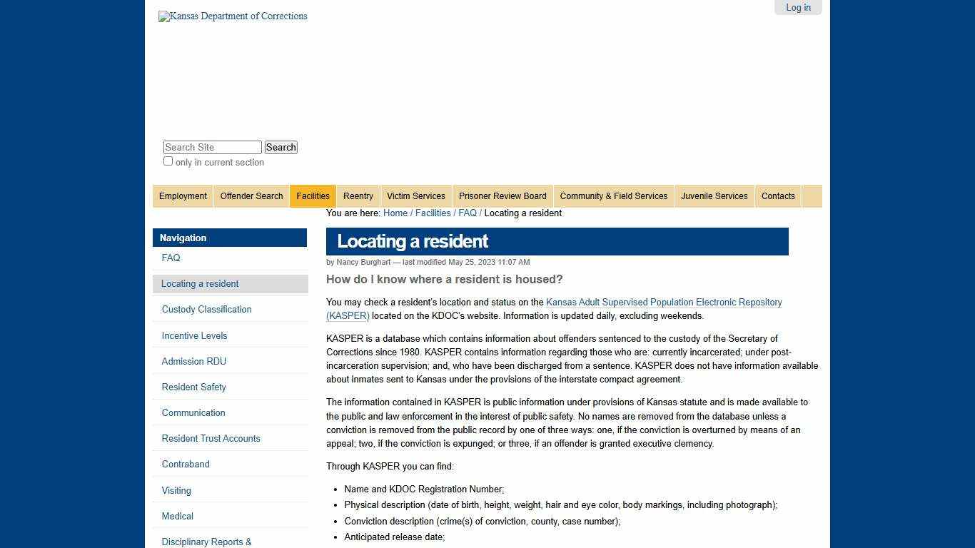 Locating a resident —